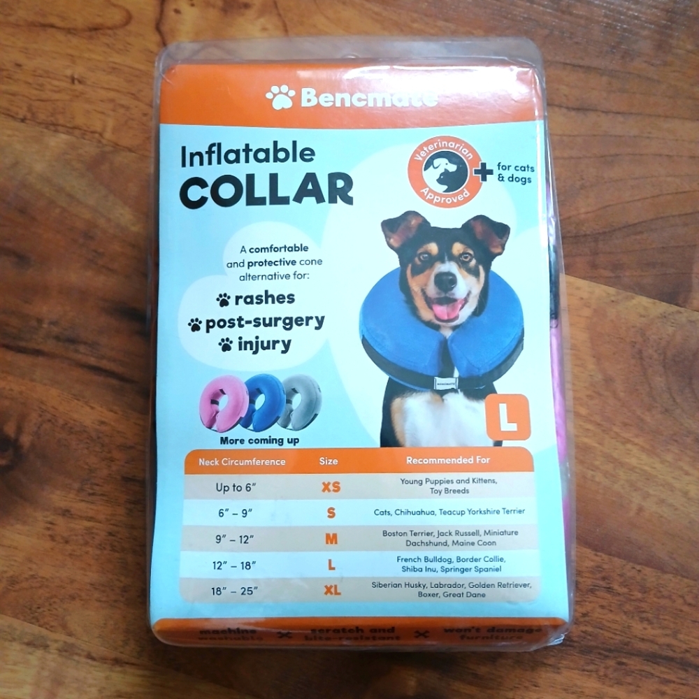 BENCMATE Protective Inflatable Collar for Dogs and Cats Size Large